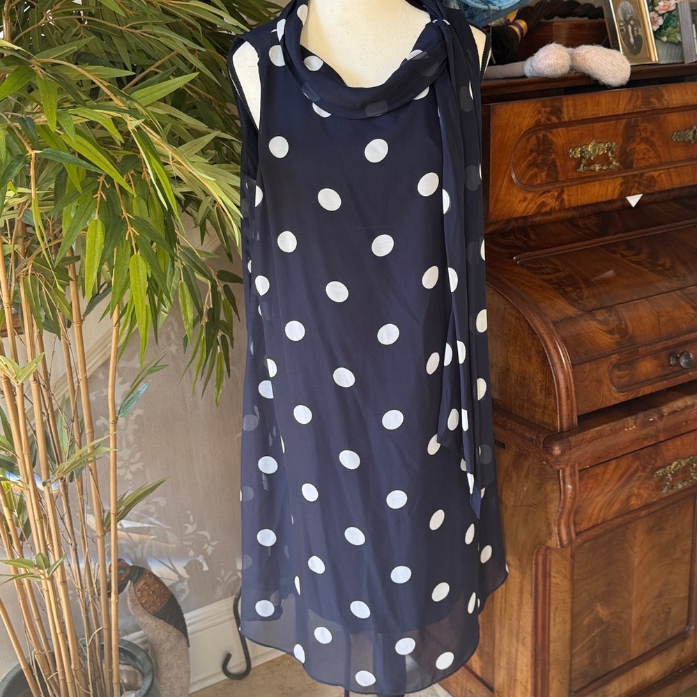SLNY ladies crêpe sleeveless sheer dress excellent condition size 12 - Picture 2 of 8